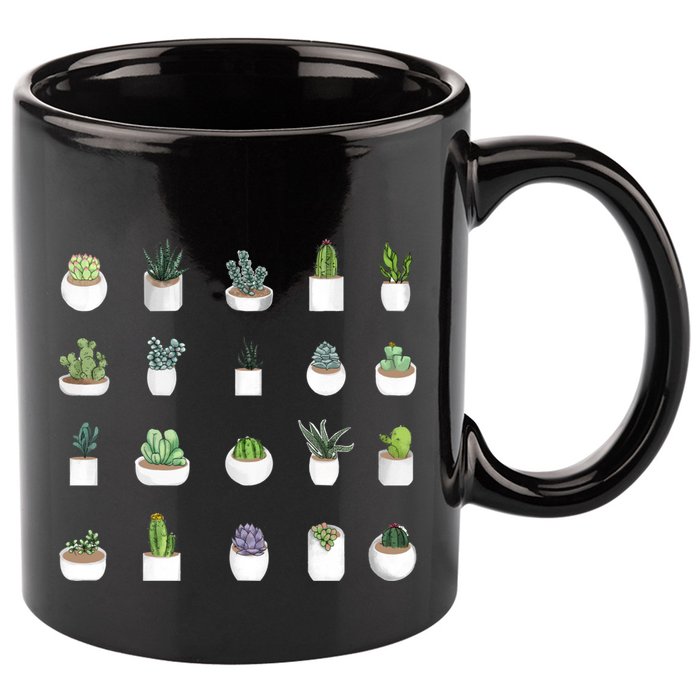 Succulents 11oz C Handle Ceramic Mug