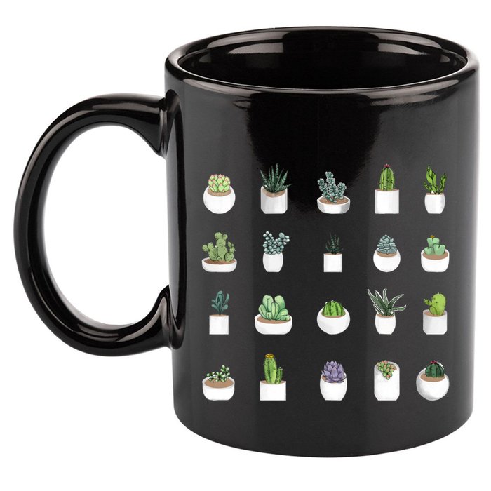 Succulents 11oz C Handle Ceramic Mug