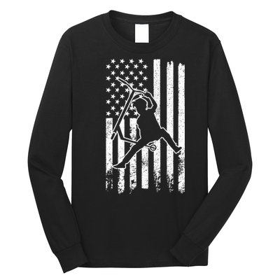 Scooter Stunt Us Flag Retro Scooter Boy Long Sleeve Shirt