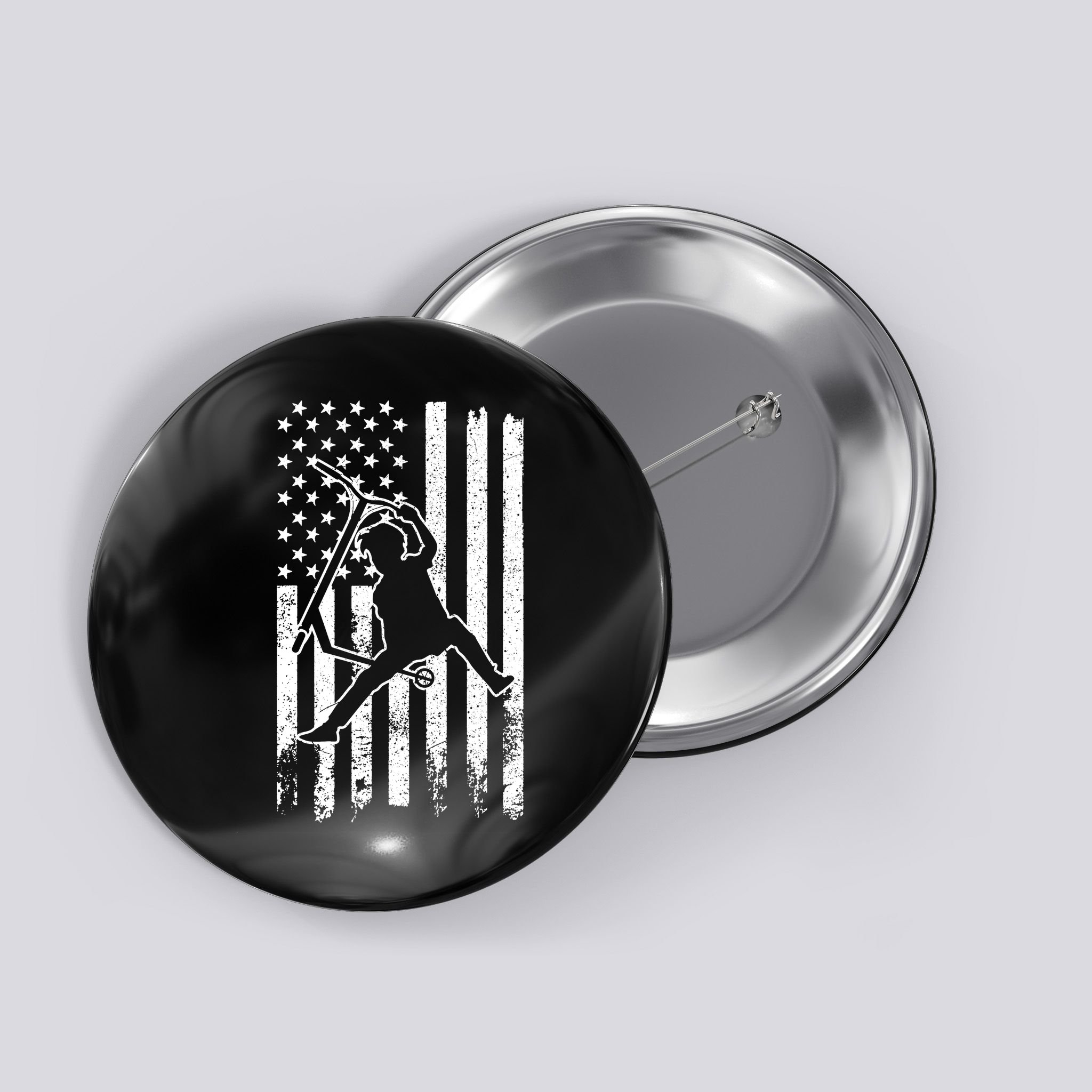 Scooter Stunt Us Flag Retro Scooter Boy Button