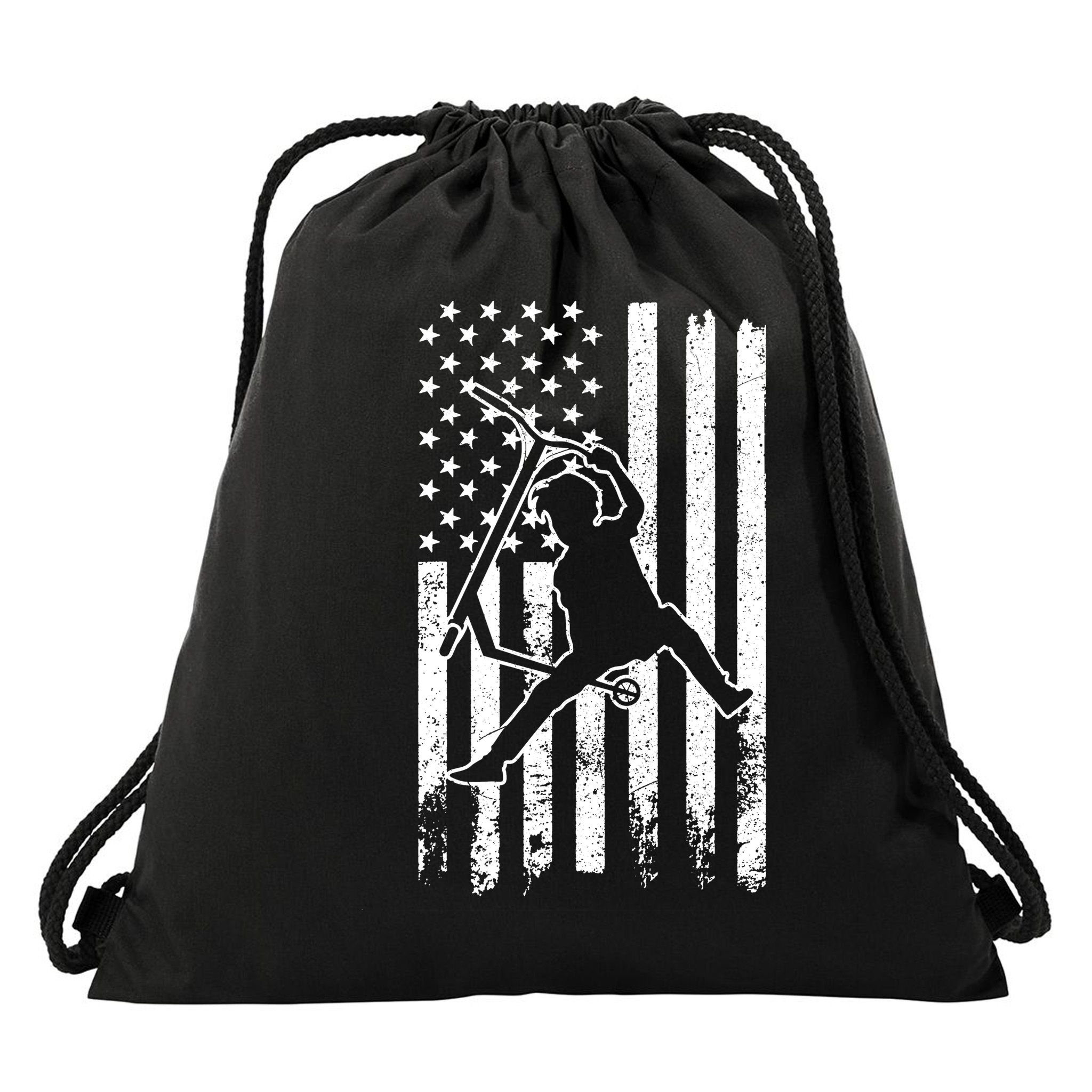 Scooter Stunt Us Flag Retro Scooter Boy Drawstring Bag