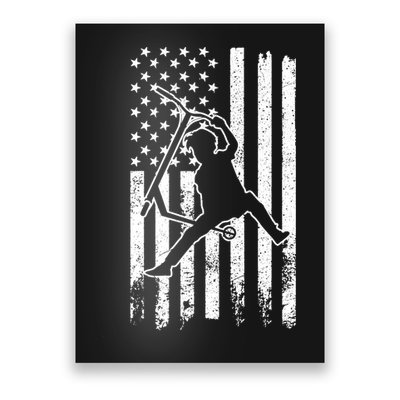 Scooter Stunt Us Flag Retro Scooter Boy Poster