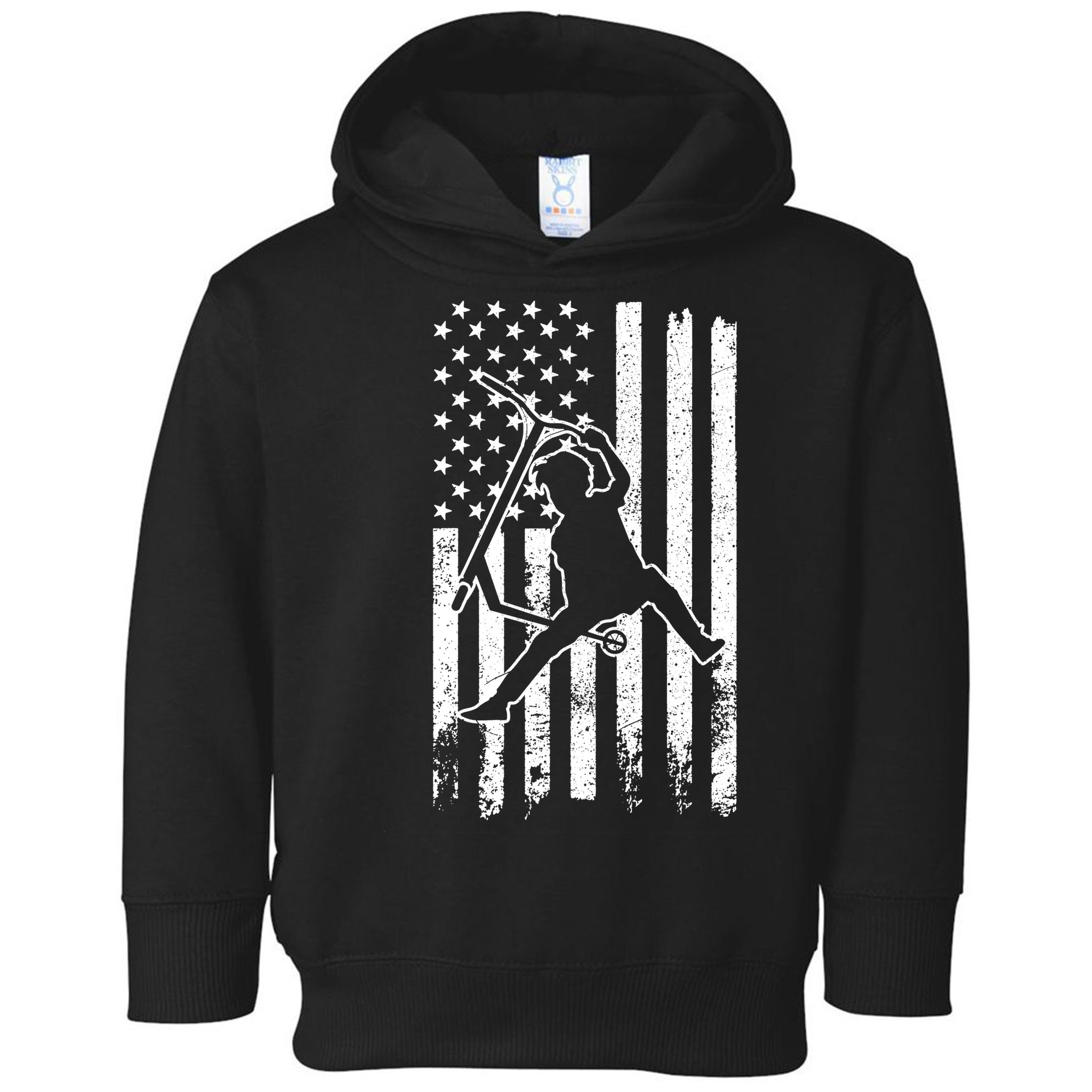Scooter Stunt Us Flag Retro Scooter Boy Toddler Hoodie