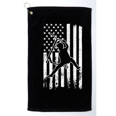 Scooter Stunt Us Flag Retro Scooter Boy Golf Towel