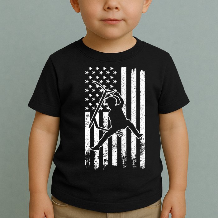 Scooter Stunt Us Flag Retro Scooter Boy Toddler T-Shirt
