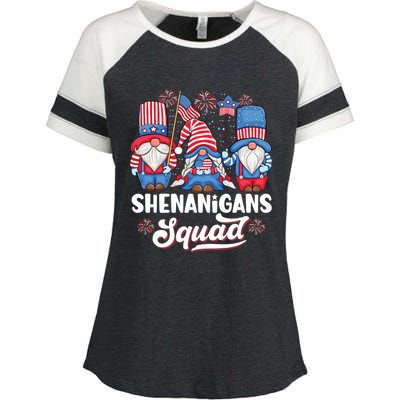 Shenanigans Squad Usa Independence Day 4th Of July Gnomes Funny Gift Enza Ladies Jersey Colorblock Tee