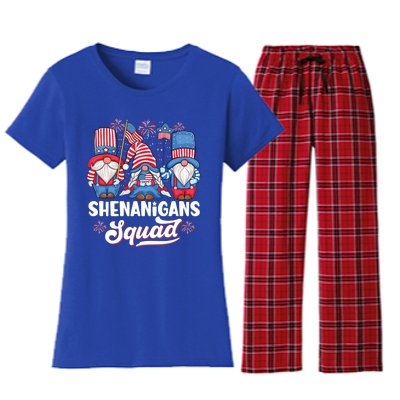 Shenanigans Squad Usa Independence Day 4th Of July Gnomes Funny Gift Women's Flannel Pajama Set