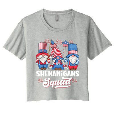 Shenanigans Squad Usa Independence Day 4th Of July Gnomes Funny Gift Women's Crop Top Tee