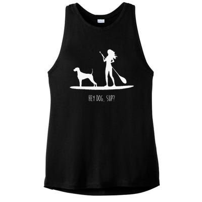 SUP Stand Up Paddle Board with Dog Ladies PosiCharge Tri-Blend Wicking Tank