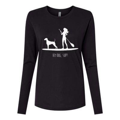 SUP Stand Up Paddle Board with Dog Womens Cotton Relaxed Long Sleeve T-Shirt