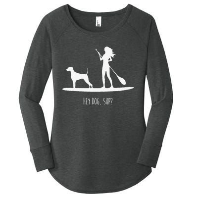 SUP Stand Up Paddle Board with Dog Women's Perfect Tri Tunic Long Sleeve Shirt