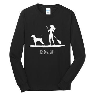 SUP Stand Up Paddle Board with Dog Tall Long Sleeve T-Shirt