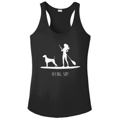 SUP Stand Up Paddle Board with Dog Ladies PosiCharge Competitor Racerback Tank