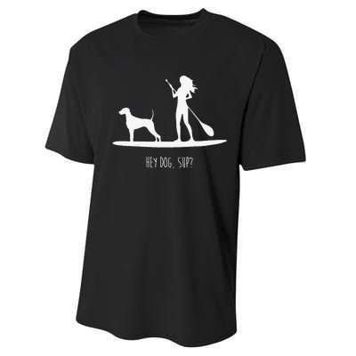 SUP Stand Up Paddle Board with Dog Performance Sprint T-Shirt