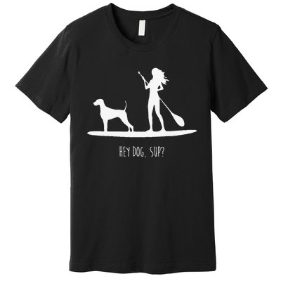 SUP Stand Up Paddle Board with Dog Premium T-Shirt