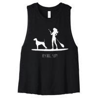 SUP Stand Up Paddle Board with Dog Women's Racerback Cropped Tank