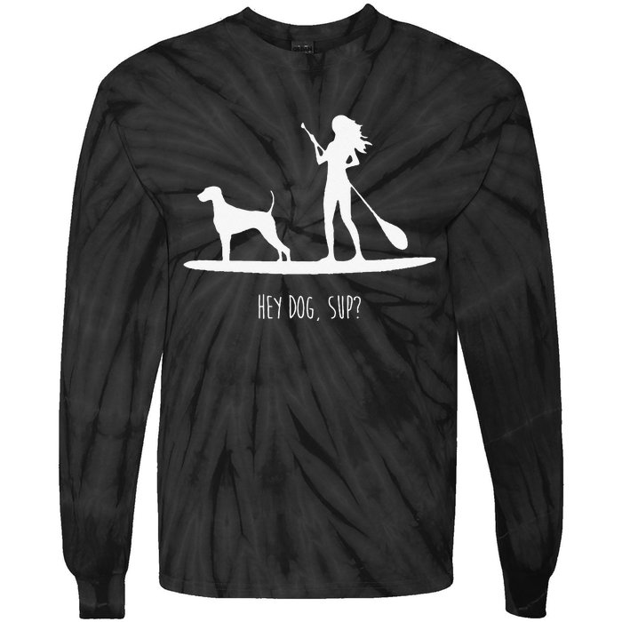 SUP Stand Up Paddle Board with Dog Tie-Dye Long Sleeve Shirt