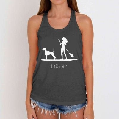 SUP Stand Up Paddle Board with Dog Women's Knotted Racerback Tank