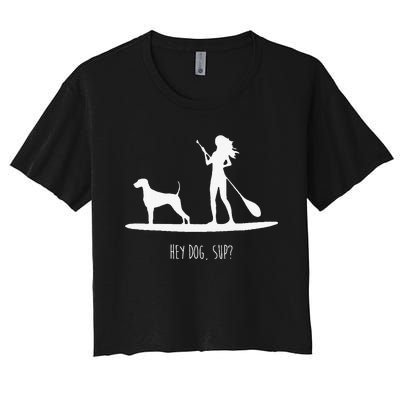 SUP Stand Up Paddle Board with Dog Women's Crop Top Tee