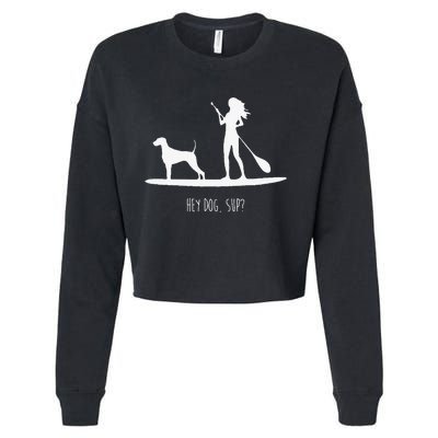 SUP Stand Up Paddle Board with Dog Cropped Pullover Crew