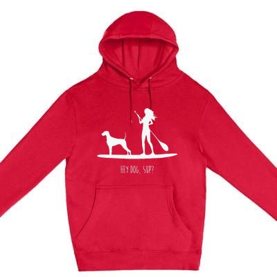 SUP Stand Up Paddle Board with Dog Premium Pullover Hoodie