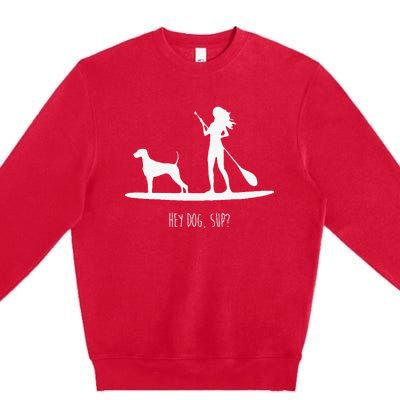 SUP Stand Up Paddle Board with Dog Premium Crewneck Sweatshirt