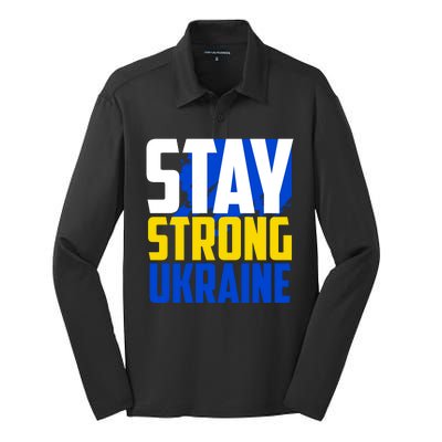 Stay Strong Ukraine Silk Touch Performance Long Sleeve Polo