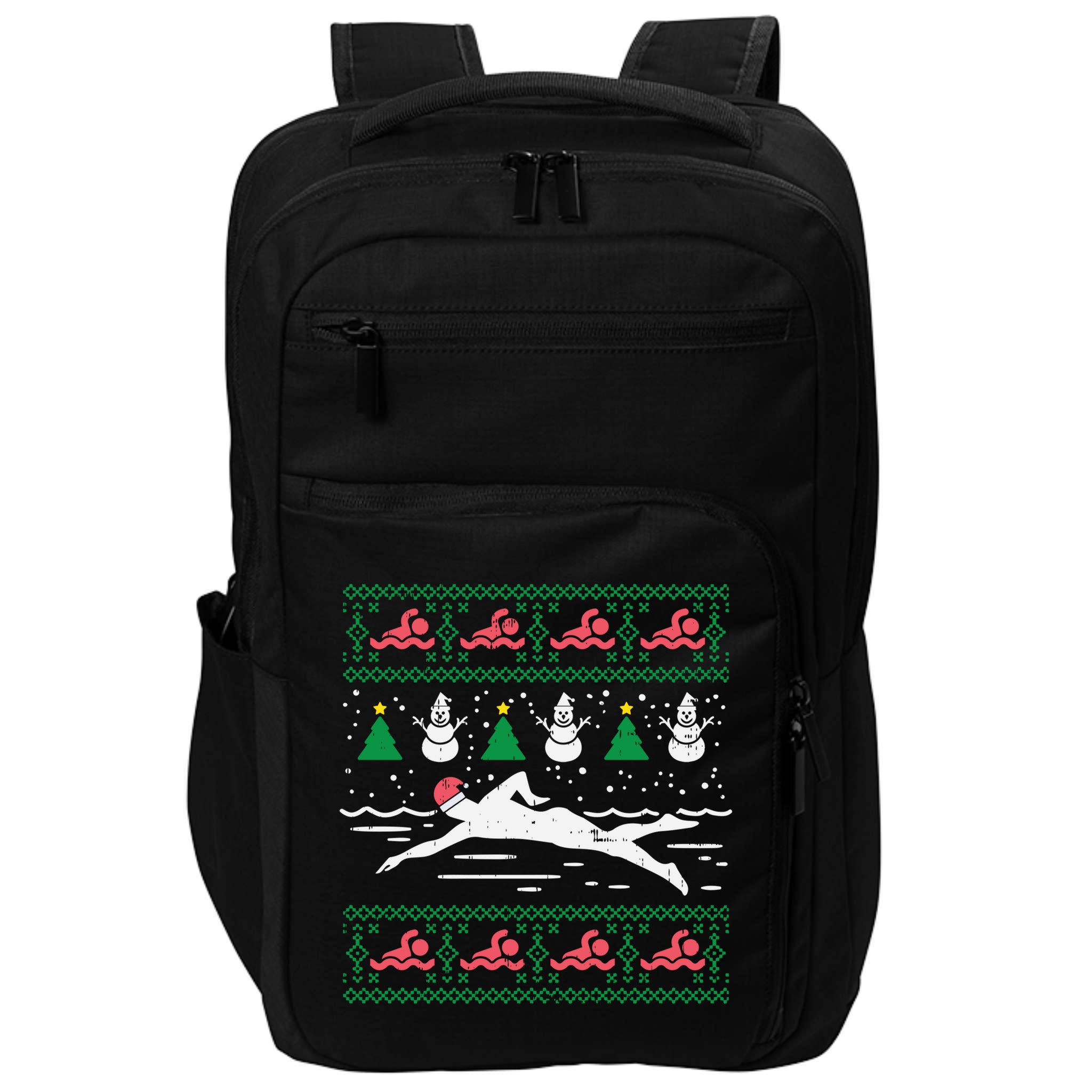 Swimmin Santa Ugly Christmas Sweater Sport Swim Swimmer Gift Impact Tech Backpack