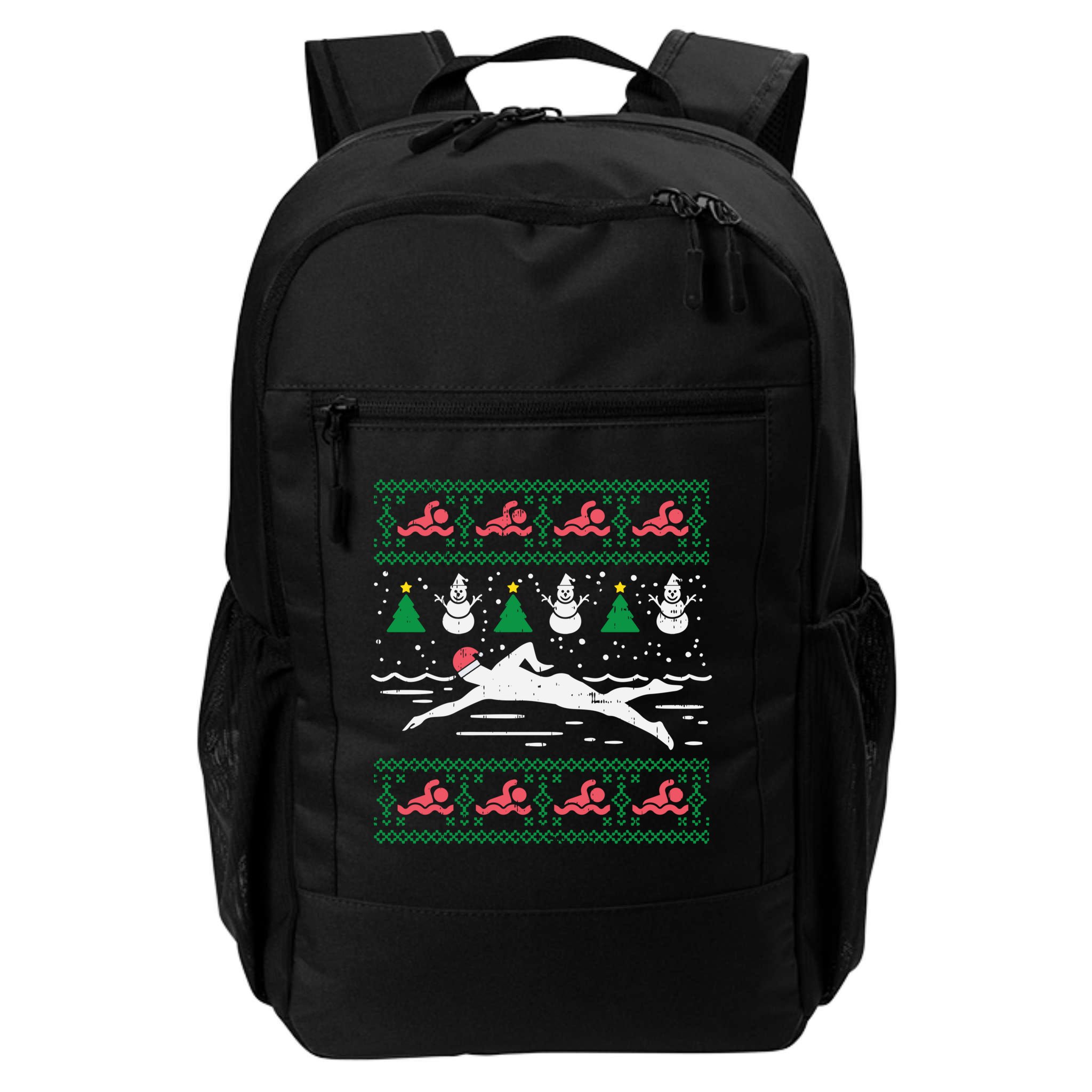 Swimmin Santa Ugly Christmas Sweater Sport Swim Swimmer Gift Backpack