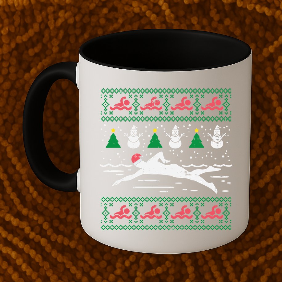 Swimmin Santa Ugly Christmas Sweater Sport Swim Swimmer Gift Mug