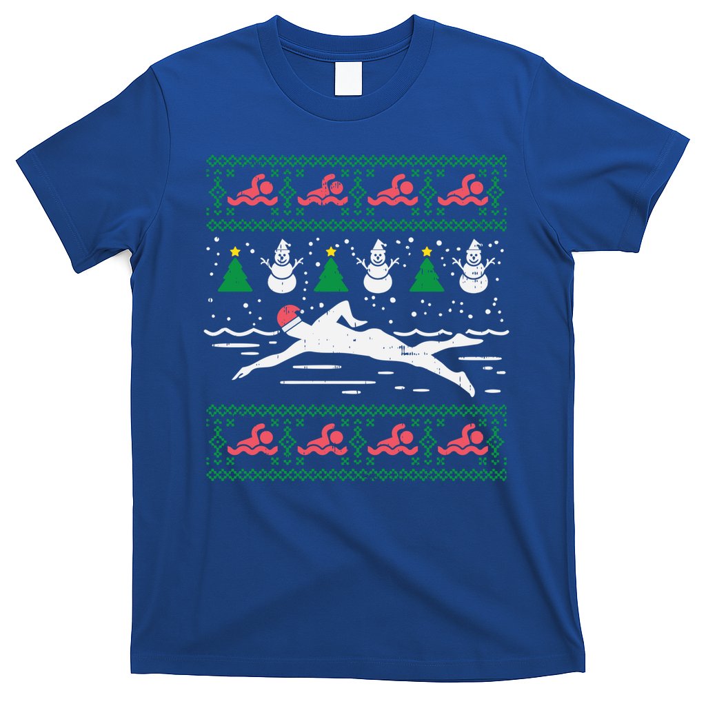 Swimmin Santa Ugly Christmas Sweater Sport Swim Swimmer Gift T-Shirt