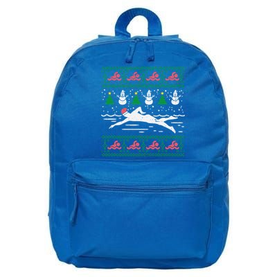 Swimmin Santa Ugly Christmas Sweater Sport Swim Swimmer Gift 16 in Basic Backpack