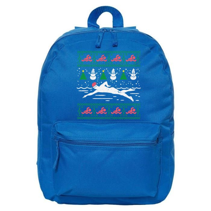 Swimmin Santa Ugly Christmas Sweater Sport Swim Swimmer Gift 16 in Basic Backpack