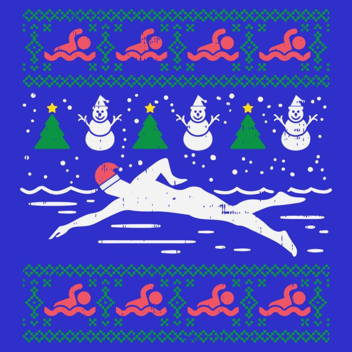 Swimmin Santa Ugly Christmas Sweater Sport Swim Swimmer Gift 16 in Basic Backpack