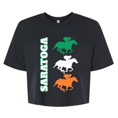 Saratoga Springs Upstate New York Horse Racing Bella+Canvas Jersey Crop Tee