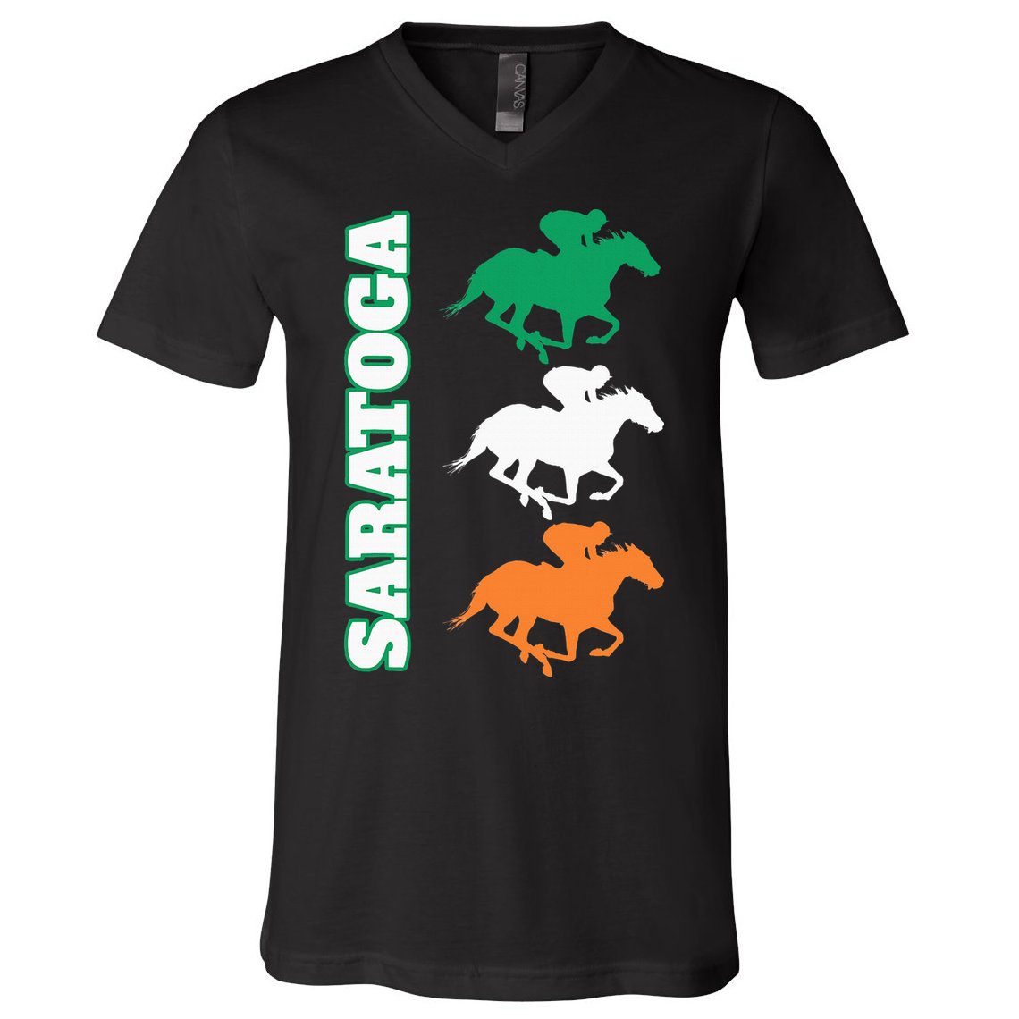Saratoga Springs Upstate New York Horse Racing V-Neck T-Shirt