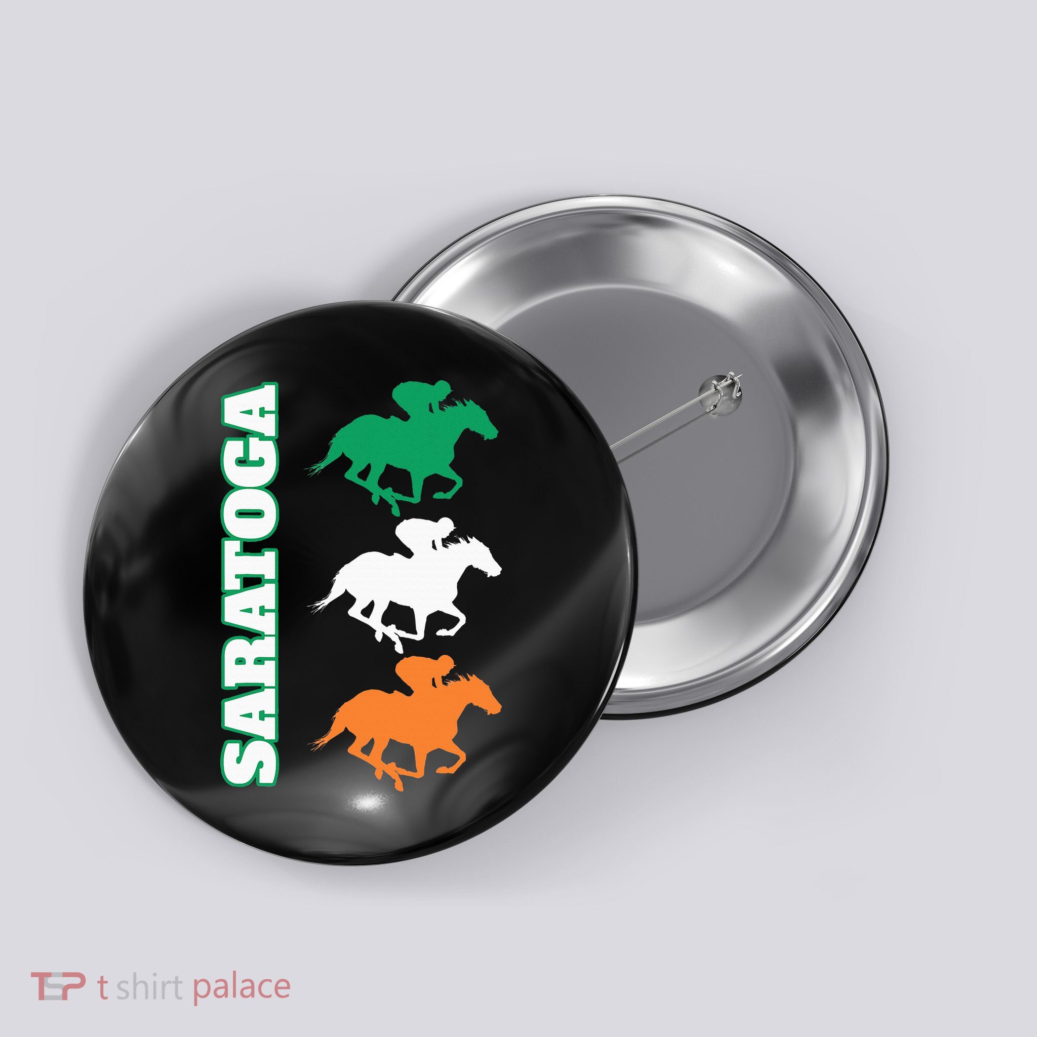 Saratoga Springs Upstate New York Horse Racing Button