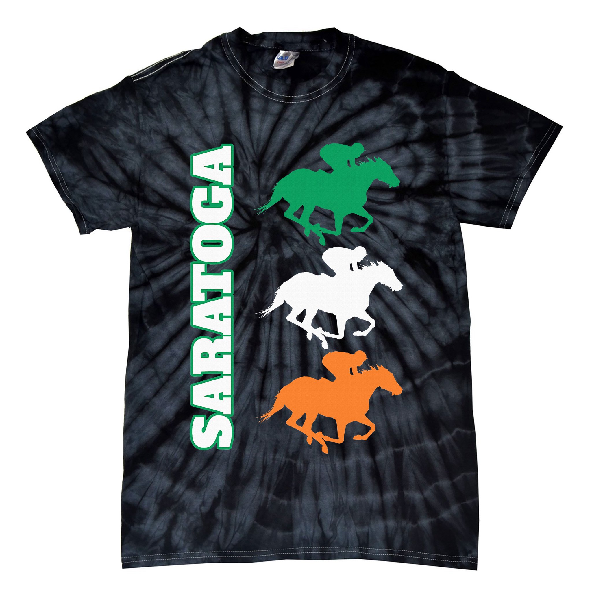Saratoga Springs Upstate New York Horse Racing Tie-Dye T-Shirt