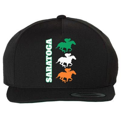 Saratoga Springs Upstate New York Horse Racing Wool Snapback Cap