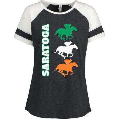 Saratoga Springs Upstate New York Horse Racing Enza Ladies Jersey Colorblock Tee