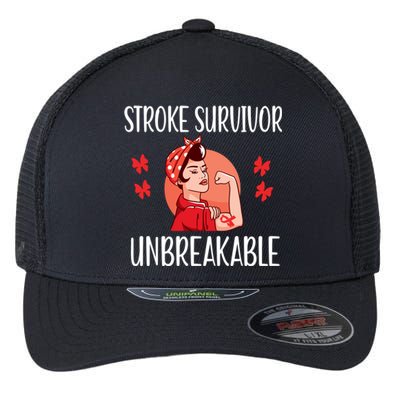 Stroke Survivor Unbreakable Red Ribbon Stroke Warrior Gift Flexfit Unipanel Trucker Cap