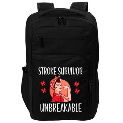 Stroke Survivor Unbreakable Red Ribbon Stroke Warrior Gift Impact Tech Backpack