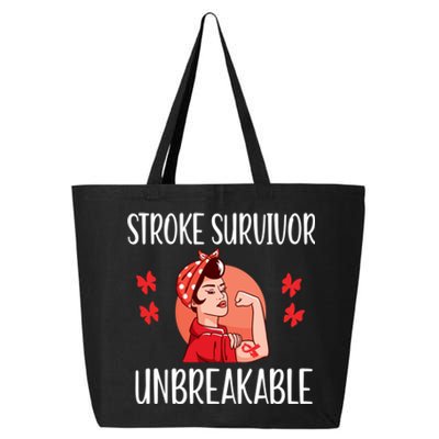 Stroke Survivor Unbreakable Red Ribbon Stroke Warrior Gift 25L Jumbo Tote