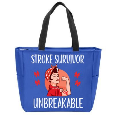 Stroke Survivor Unbreakable Red Ribbon Stroke Warrior Gift Zip Tote Bag