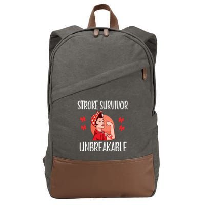 Stroke Survivor Unbreakable Red Ribbon Stroke Warrior Gift Cotton Canvas Backpack