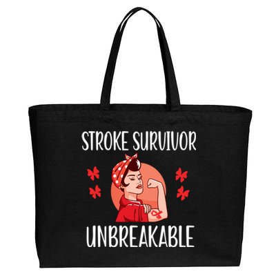 Stroke Survivor Unbreakable Red Ribbon Stroke Warrior Gift Cotton Canvas Jumbo Tote