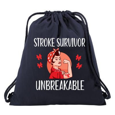 Stroke Survivor Unbreakable Red Ribbon Stroke Warrior Gift Drawstring Bag