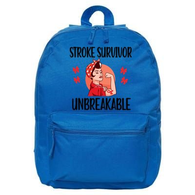 Stroke Survivor Unbreakable Stroke Warrior Gift 16 in Basic Backpack
