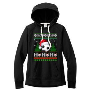 Santa Soccer Ugly Christmas Soccer Xmas Gift Women's Fleece Hoodie