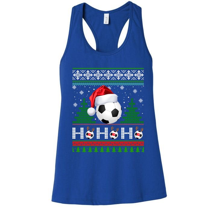 Santa Soccer Ugly Christmas Soccer Xmas Gift Women's Racerback Tank